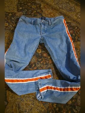 BDG Light Blue Unisex Jeans with Orange and White Side Stripes